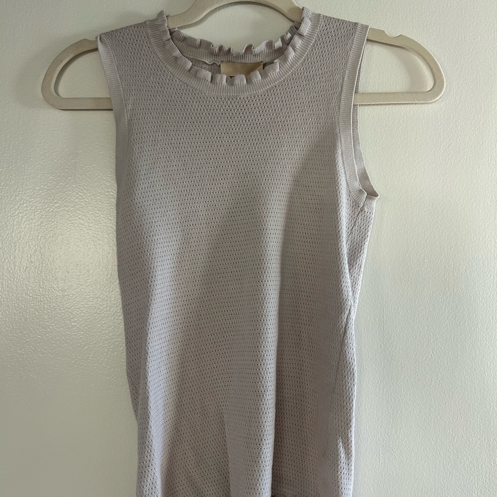 Elie Tahari Ruffle Neck Tank Top - Gray